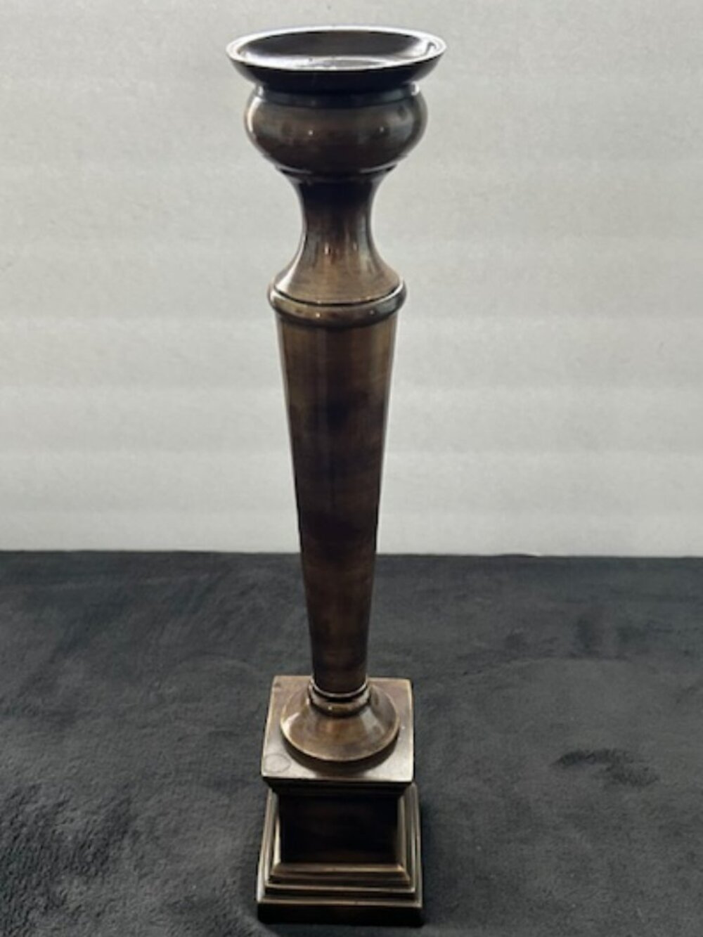 Vintage Brass Candlestick Candle Holder on Square Base, 14-3/4"h